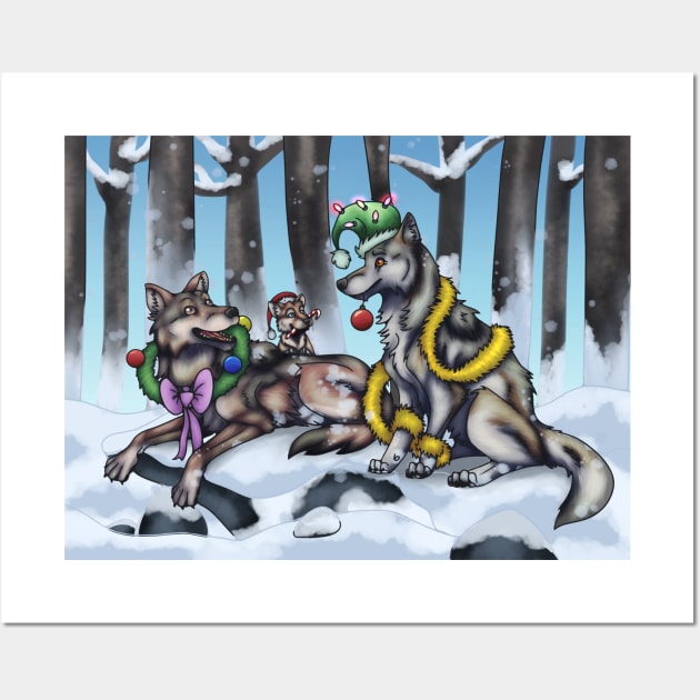 Holiday Wolves Scene Wall Art by SakuraDragon